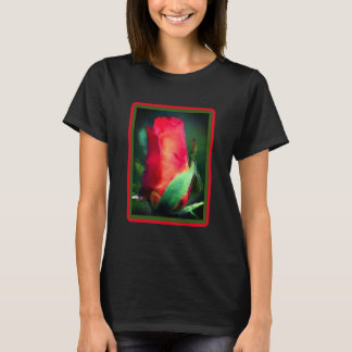 Camiseta Pintura de fotos de color rojo rosebud