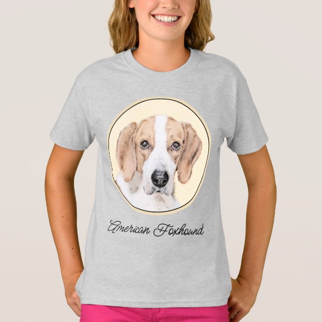 Camiseta Pintura de Foxhound estadounidense - Arte de Perro (Anverso)