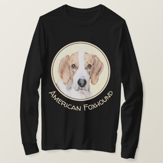 Camiseta Pintura de Foxhound estadounidense - Arte de Perro (Anverso del diseño)