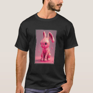 Camiseta Pintura de fusión moderna de conejo rosa digital