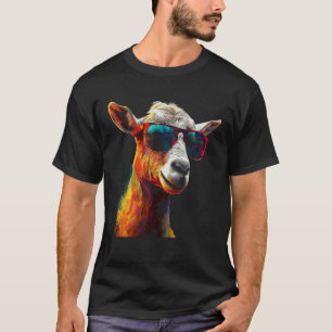 Camiseta Pintura de gafas de sol de cabra Animal Motif Goat
