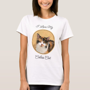 Camiseta Pintura de gato calico - Arte de gato original lin