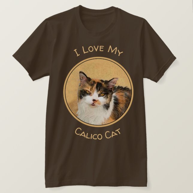 Camiseta Pintura de gato calico - Arte gato original curado (Anverso del diseño)