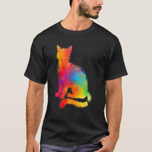 Camiseta Pintura de gato colorido y lindo kitten adopción