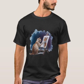 Camiseta Pintura de gato león amante artístico de animales