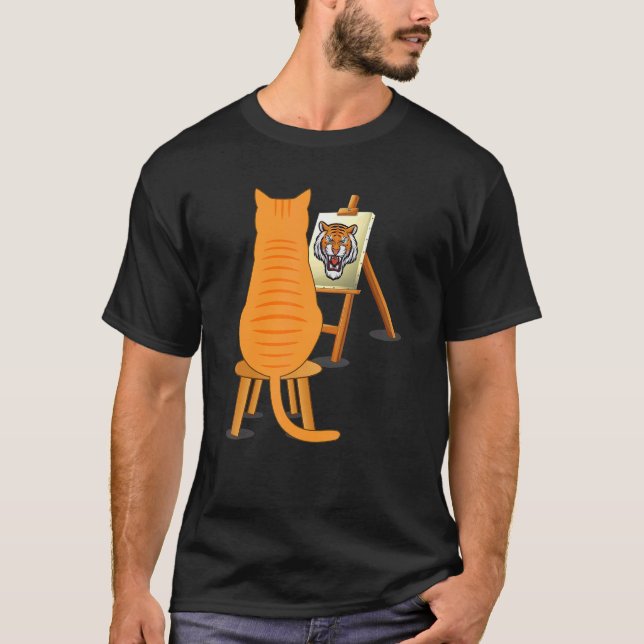 Camiseta Pintura de gato León Animales artísticos Arte gráf (Anverso)