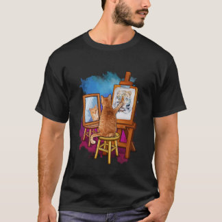 Camiseta Pintura de gato León Artístico Amante de animales 