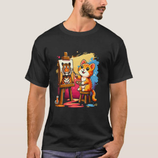Camiseta Pintura de gato león dibujo de animal arte abstrac