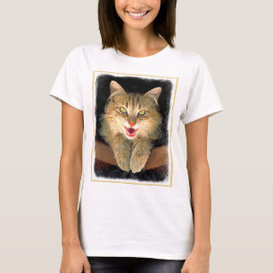 Camiseta Pintura de gato loco - Arte de gato original lindo