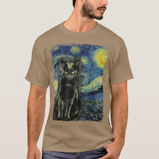Camiseta Pintura de gato negro de Starry Night Vincent van 