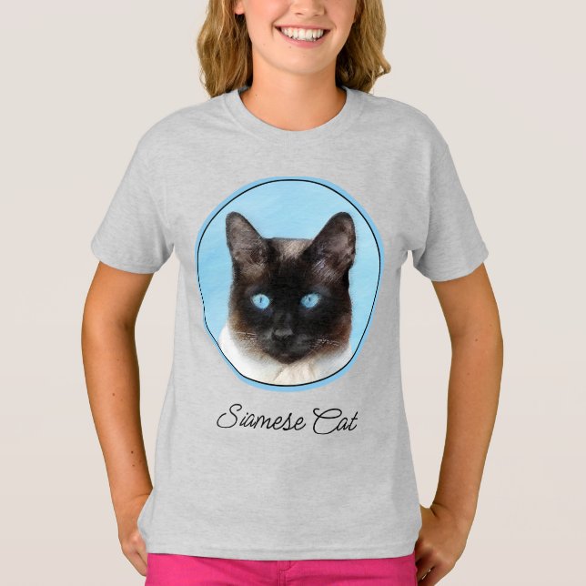 Camiseta Pintura de gato siamesa - Arte de gato original li (Anverso)