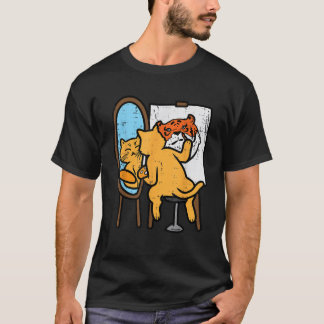 Camiseta Pintura de gato Tigre Divertido Humor Inspirador H