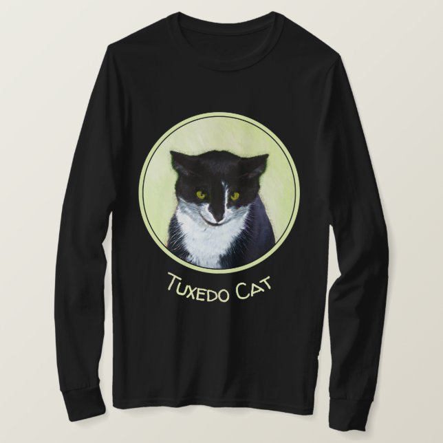 Camiseta Pintura de gatos de Tuxedo - Arte de gatos origina (Anverso del diseño)