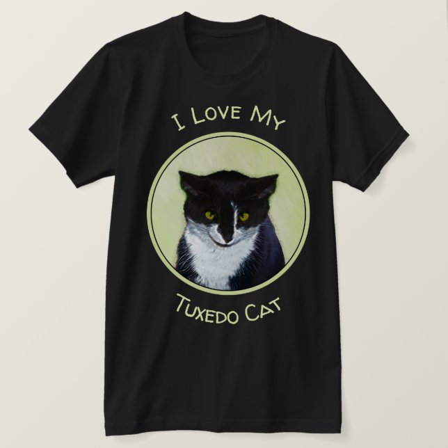 Camiseta Pintura de gatos de Tuxedo - Arte de gatos origina (Anverso del diseño)