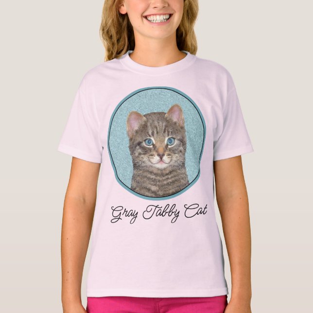 Camiseta Pintura de gatos en la mesa gris - Arte de gatos o (Anverso)