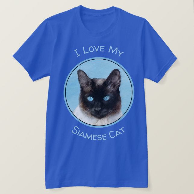 Camiseta Pintura de gatos siamesa - Arte de gatos original  (Anverso del diseño)