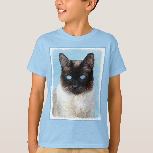 Camiseta Pintura de gatos siamesa - Arte de gatos original  (Anverso)