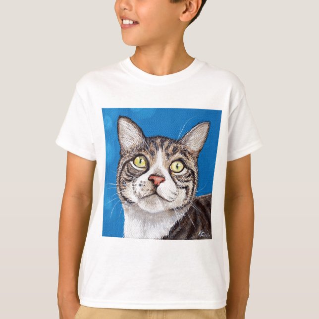 Camiseta Pintura de gatos tabby (Anverso)