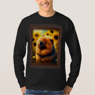 Camiseta Pintura de girasol de Chow Chow Flor Madre Mujeres
