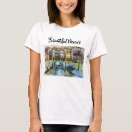 Camiseta Pintura de góndolas azules venecianas coloridas
