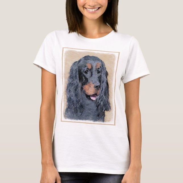 Camiseta Pintura de Gordon Setter - Arte de Perro Original. (Anverso)