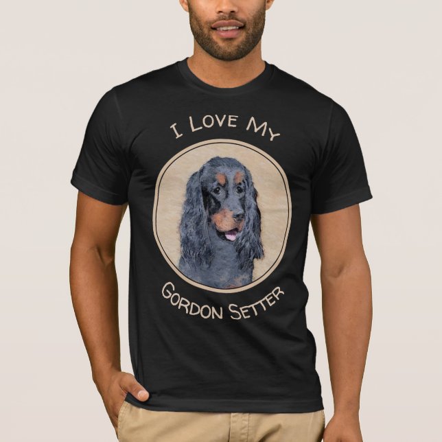 Camiseta Pintura de Gordon Setter - Arte de Perro Original. (Anverso)
