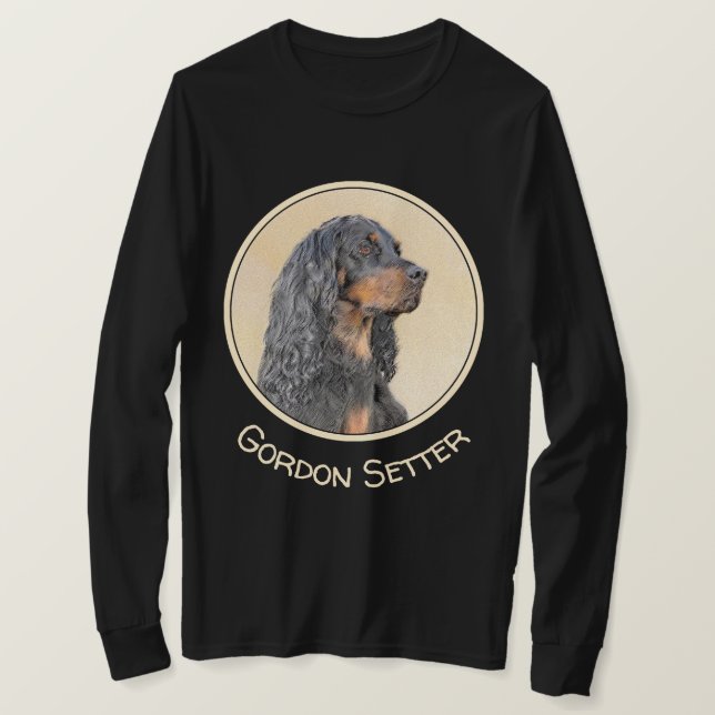 Camiseta Pintura de Gordon Setter - Arte de Perro Original. (Anverso del diseño)