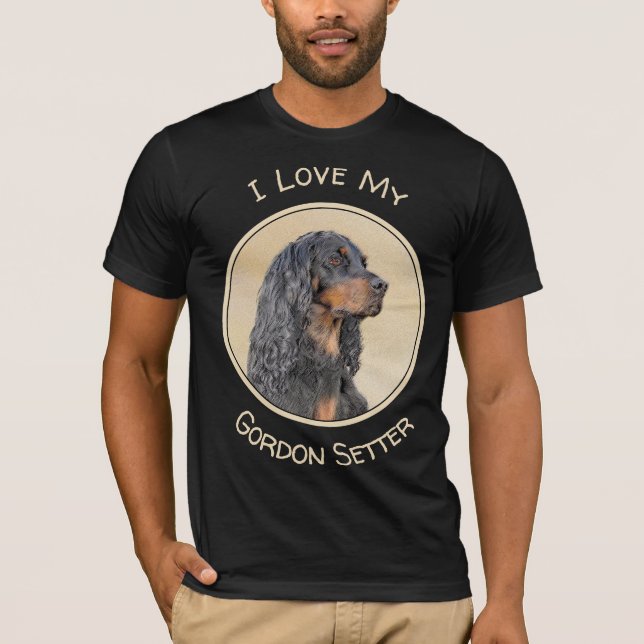 Camiseta Pintura de Gordon Setter - Arte de Perro Original. (Anverso)