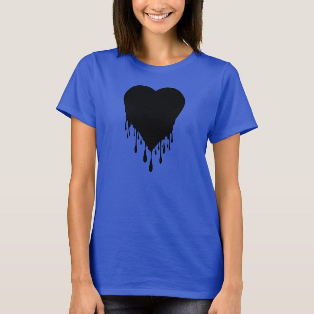 Camiseta Pintura de goteo del corazón negro (Anverso)