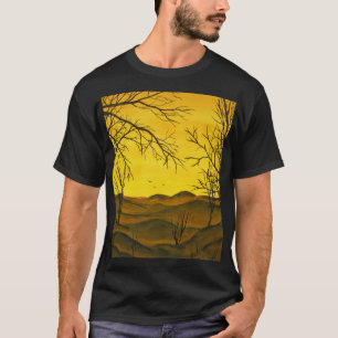 Camiseta Pintura de Gouache: cielo amarillo, marrón.