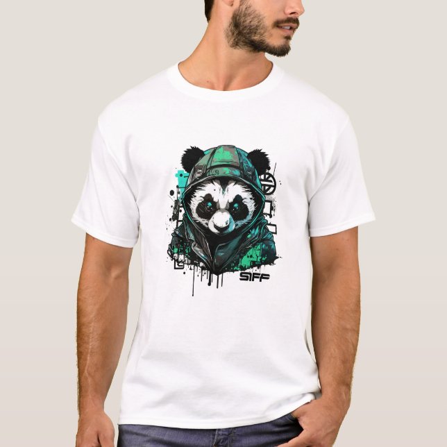 Camiseta Pintura de graffiti Cyberpunk Panda Pintura de art (Anverso)