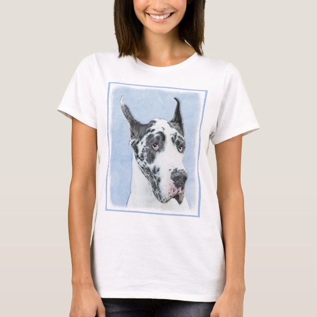 Camiseta Pintura de Great Dane (Harlequin) - Arte original  (Anverso)