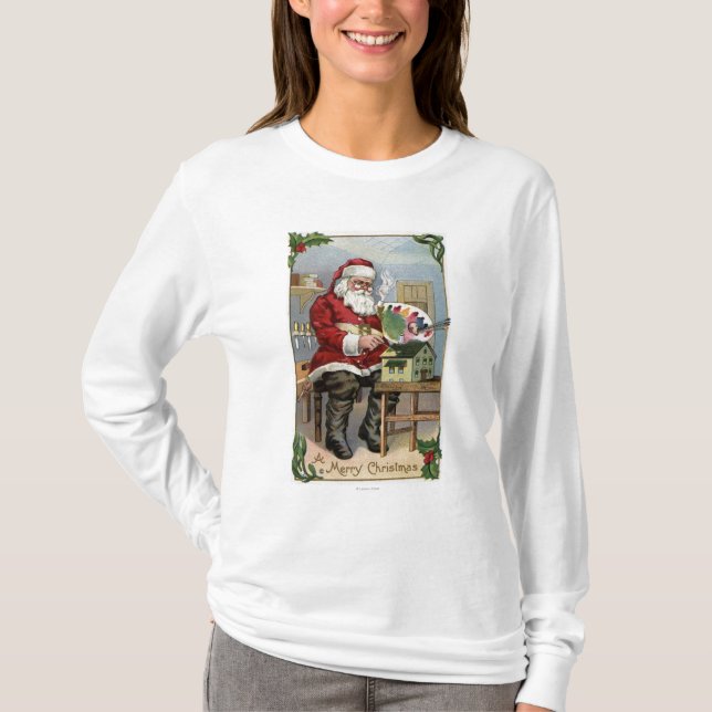 Camiseta Pintura de GreetingSanta del navidad (Anverso)