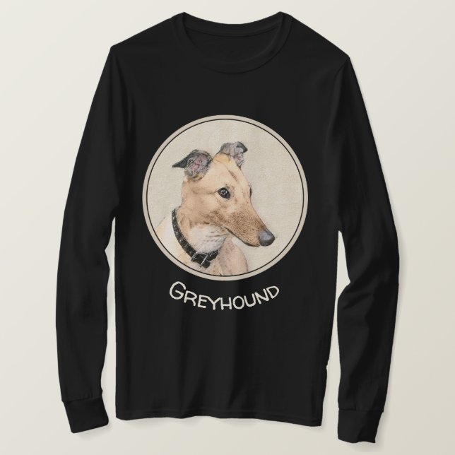 Camiseta Pintura de Greyhound - Arte de perro original cura (Anverso del diseño)