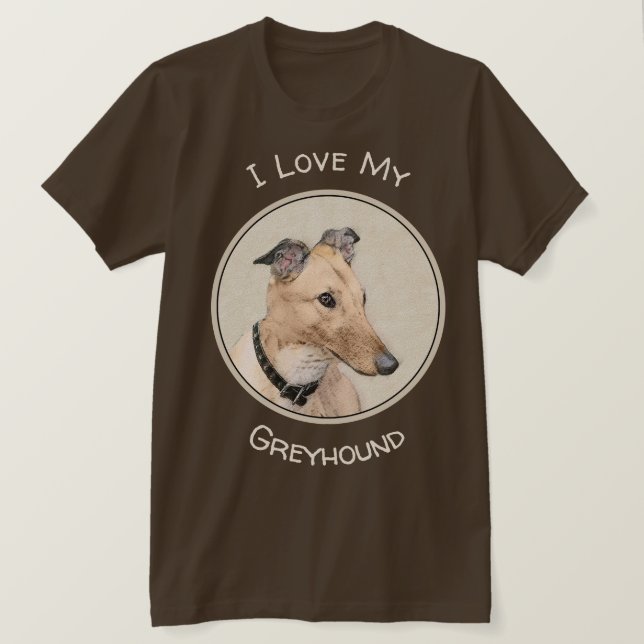 Camiseta Pintura de Greyhound - Arte de perros original muy (Anverso del diseño)
