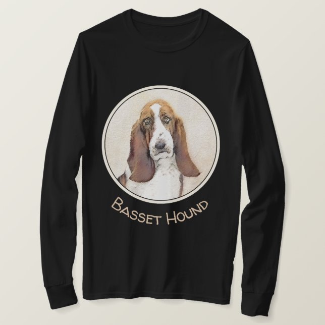 Camiseta Pintura de hebilla de basset - Arte de perro origi (Anverso del diseño)