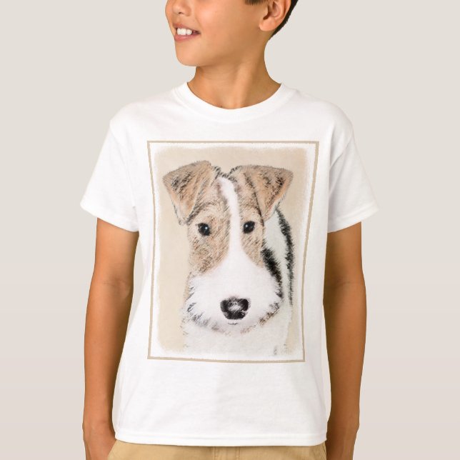 Camiseta Pintura de hilo Fox Terrier - Arte de Perro Origin (Anverso)