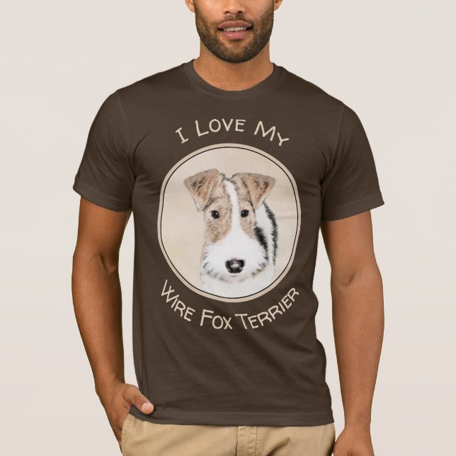 Camiseta Pintura de hilo Fox Terrier - Arte de Perro Origin (Anverso)