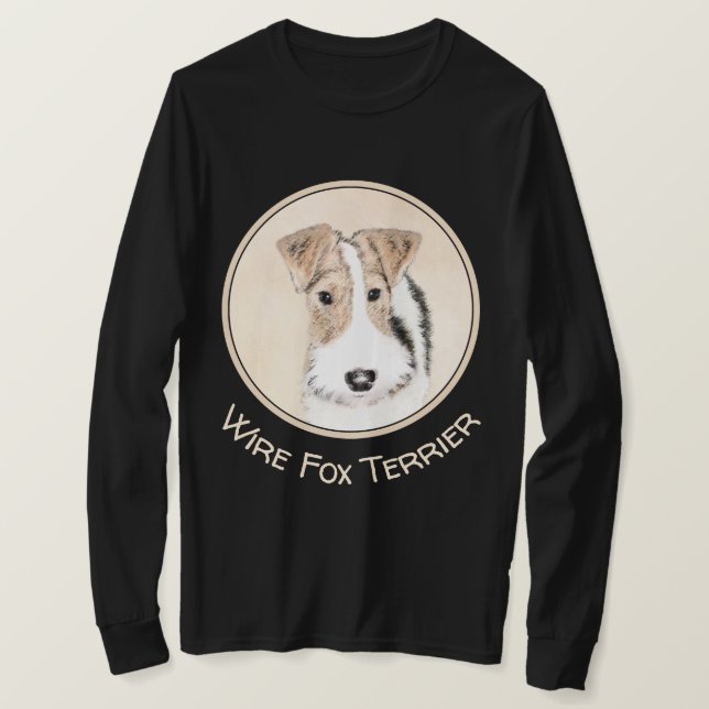 Camiseta Pintura de hilo Fox Terrier - Arte Perro Original. (Anverso del diseño)