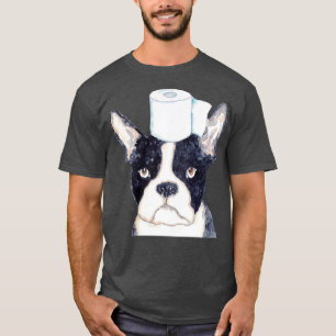 Camiseta Pintura de inodoro de Boston terrier dog