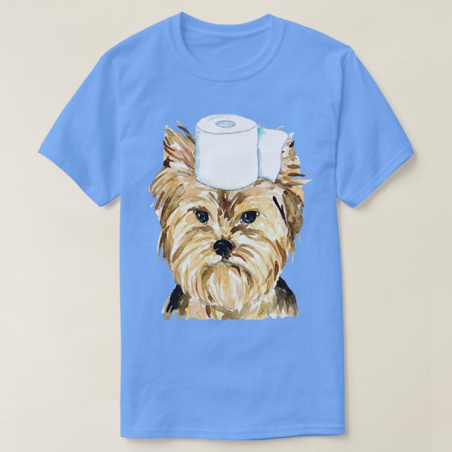 Camiseta Pintura de inodoro para perros Yorkie (Diseño del anverso)