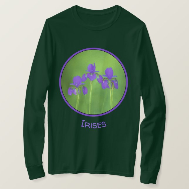 Camiseta Pintura de iris morado - Arte de flores original (Anverso del diseño)