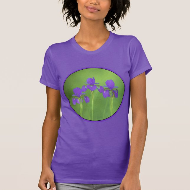 Camiseta Pintura de iris morado - Arte de flores original (Anverso)