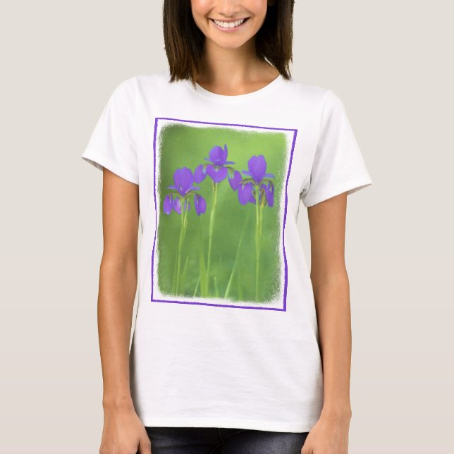 Camiseta Pintura de iris morado - Arte de flores original (Anverso)