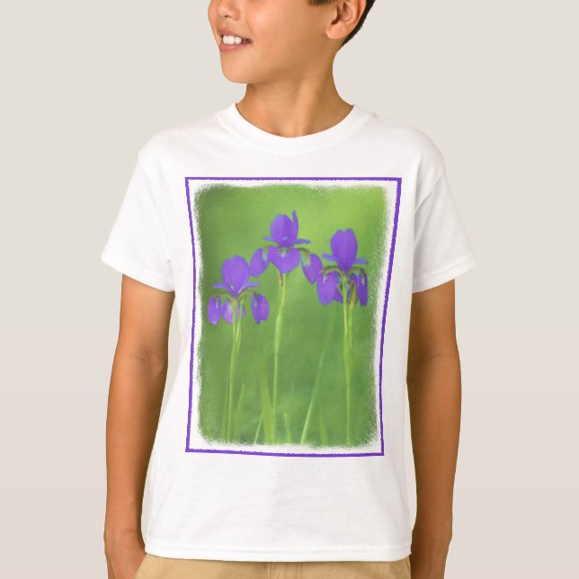 Camiseta Pintura de iris morado - Arte de flores original (Anverso)