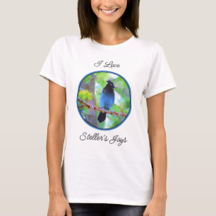 Camiseta Pintura de Jay de Steller - Arte de pájaro origina