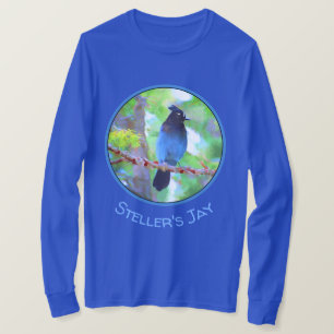 Camiseta Pintura de Jay de Steller - Arte de pájaro origina