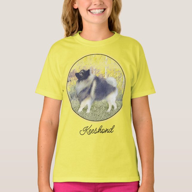Camiseta Pintura de Keeshond Aspen - Arte Perro Original Cu (Anverso)