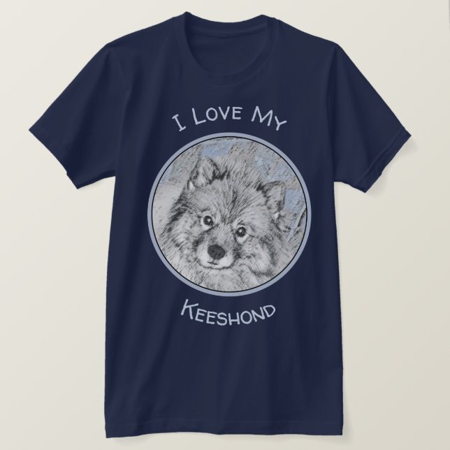 Camiseta Pintura de Keeshond Beth - Arte de Perro Original. (Anverso del diseño)