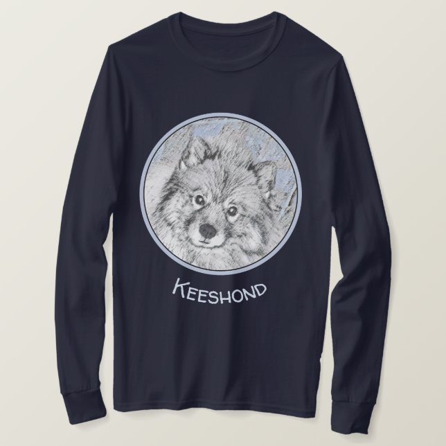 Camiseta Pintura de Keeshond Beth - Arte de Perro Original. (Anverso del diseño)